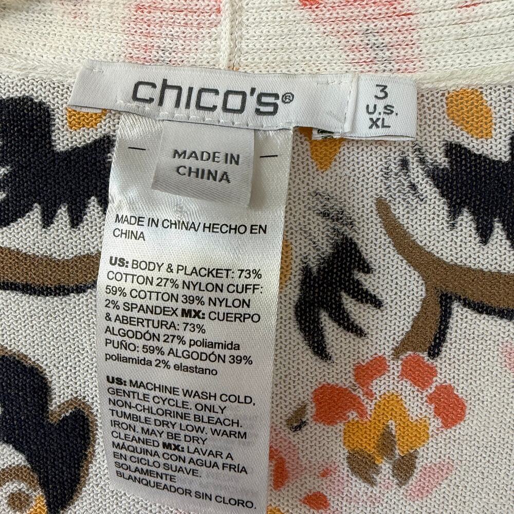 Chico's Summer Romance women’s long-sleeve cardigan sweater floral Size XL - Picture 3 of 9